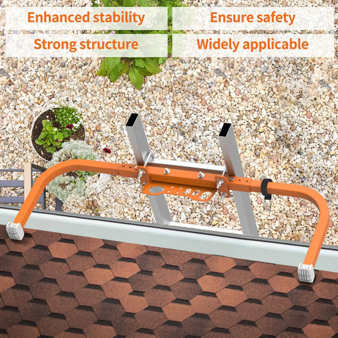 Heavy Duty Ladder Stabilizer With Tool Tray For Roof Gutter Cleaning Wing Span Stand Off Non Slip Rubber Bottom Feet Extended Ladder Accessory That Protects Walls From Scratches And Keeps Tools Handy, orange aluminum