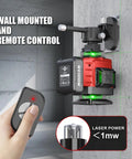 360 Degree Green Laser Level With Self Leveling Auto Gravity, Four 360 Degree Cross Line Surfaces, Indoor Range Seven To Ten Meters, Plus Or Minus Two Millimeters Accuracy, Handy Measuring Tool For Home Renovations And Decorating, wall mounted with remote