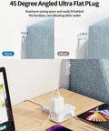 20W Travel Power Strip With 4 Outlets And 3 USB Ports Including USB C 4 Ft Wrapped Extension Cord Flat Plug behind furniture