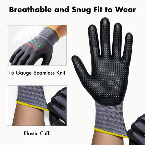 MicroFoam Nitrile Coated Work Gloves With Micro Dots for Superior Grip in Dry, Wet, and Light Oil Conditions, gray, size M