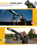 Comparison of telescope viewing angles before and after using a 1.25 Inch 90 Degree Erecting Prism for Telescopes optical prism.