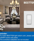 Single Pole Decorator Wall Switch For No Fuss Easy On Off, 15A 120 277V, Paddle Rocker Interrupter, UL Listed, White, 10 Pack
