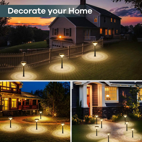 Solar Pathway Lights 4 Pack Outdoor Waterproof Warm White Nighttime Glow With Auto On Off Sensor lighting pathways.