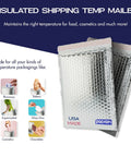 100 Pack Insulated Silver Thermal Bubble Mailers 8 By 11 Inch with waterproof metallic foil exterior for shipping perishables and pharmaceuticals