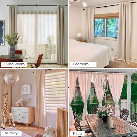 Heavy Duty 1 Inch Curtain Rod For Windows And Patio - Adjustable Telescoping Steel Rod With Wall Or Ceiling Mount installed