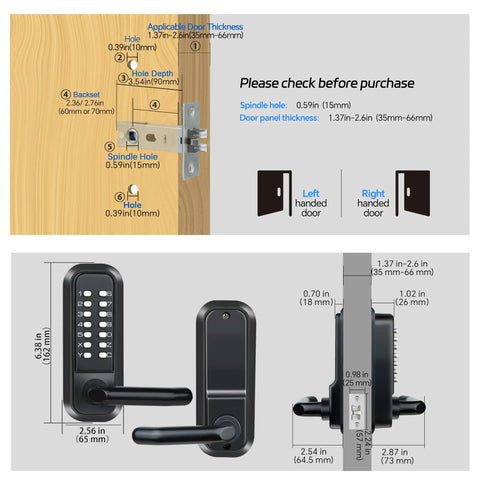 Heavy Duty Waterproof Mechanical Code Lock With Tough Keypad Deadbolt For Front Doors And Rock Solid Keyless Entry Security Plus No Sweat Mounting Hardware In Durable Matte Black