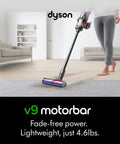 Cordless Vacuum With Motorbar Cleaner Head For Hardwood Floors And Carpets, Detangles Hair, Converts To Handheld, 100AW Suction