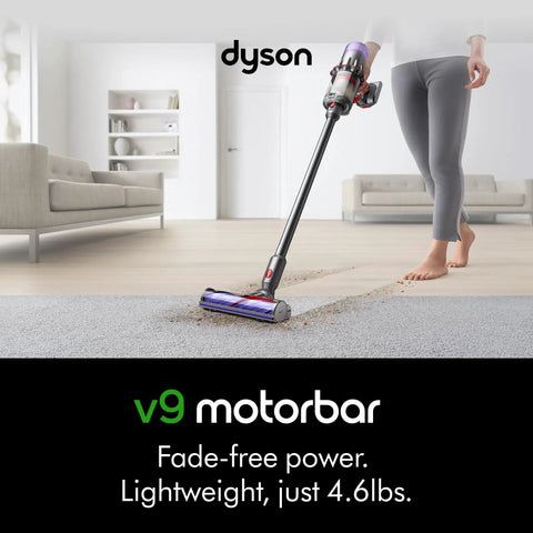 Cordless Vacuum With Motorbar Cleaner Head For Hardwood Floors And Carpets, Detangles Hair, Converts To Handheld, 100AW Suction