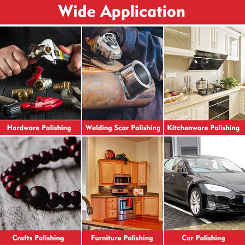 Wide application of 24 Pack Half Inch By Eighteen Inch Aluminum Oxide Sanding Belts for various polishing tasks.