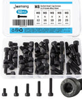 Hex Socket Head Cap Screws Kit M8 X 12mm 16mm 18mm 20mm 25mm 12.9 Grade Alloy Steel Black Oxide Finish Metric Allen Drive Fully Threaded All In One 50 Pcs displayed with packaging