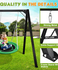 8Ft Heavy Duty Swing Stand With Extra Large Frame For Outdoor Hammocks, Tested To 880 Lbs, Sturdy Metal Stand With Kids Playing