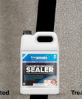 Deep Penetrating Concrete Sealer With Water Repellent Silane Siloxane For Driveways Patios And Sidewalks Clear Non Glossy Finish That Preserves Natural Look And Provides Go To Long Lasting Protection 2.5 Gallon container on driveway