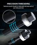 Close-up of precision threading on a bearing bolt from Heavy Duty Metal Knockout Punch Kit With Four Dies And Two Bearing Bolts