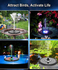 UFO Solar Fountain With Glass Panel Upgrade 2026, 5W Solar Panel Bird Bath Water Feature With LED Lights in garden settings