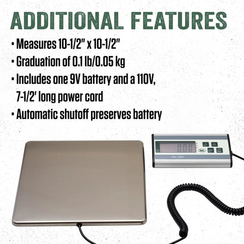 Stainless Steel Digital Scale With 330 Pound Capacity For Precise Weighing In Kitchen Or Workshop Built Tough And Easy To Clean Food Grade Platform Large Readout Great For Home And Pro Use, showing the scale platform and digital readout display.