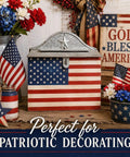 Vintage Farmhouse Post Box With Folding Top For Home Decor Nostalgic Charm With Grab Worthy White Horizontal Style in American flag design