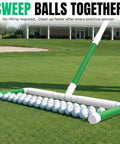Portable Golf Ball Sweeper With Self Standing No Bend Design Modular PVC Ball Collector And Picker Upper on green field
