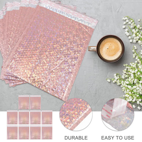 10 Pack Padded Bubble Mailer Bags 25 By 30 Cm Plus 4 Cm Self Sealing Cushioned Envelopes Gold Exterior with coffee cup