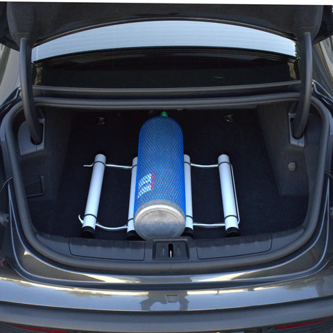 Heavy Duty PVC Scuba Tank Rack Organizer for Car and Home Holds Up To 3 Tanks 20 Inch Long By 2 Inch Diameter Prevents Rolling