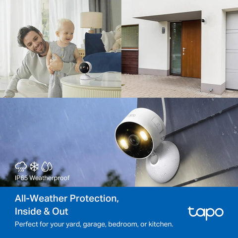 1080p Indoor Outdoor Security Camera With Motion And Person Detection, Baby Cry Alerts, Color Night Vision, IP65 Weatherproof, Local SD Or Cloud Storage, Works With Alexa And Google Home shown installed on a wall and used indoors.