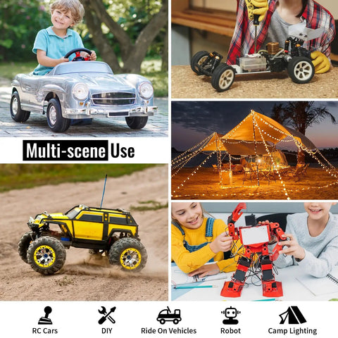 Two Pack Power Wheel Battery Adapter Kit For Milwaukee 12V With Switch 30A Fuse in use with RC cars, ride-on toys, tents, and robots