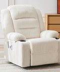 Power Pushback Electric Recliner With Cup Holders For Adults in Stripe White, shown in a modern living room setting.