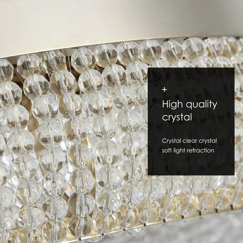 Close-up of high-quality clear crystal on Modern Crystal Chandelier Ceiling Lights Fixture Pendant Lighting Orb Ring Chandelier