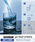 Image showing pH Test Strips 0-14 Kit for Water, Soap Making and Kombucha, 125 Count Litmus Paper with steps for testing liquids.