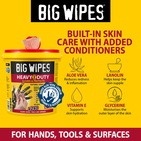 Heavy Duty Hand Cleaning Wipes With Textured Scrubbing Degreaser For Mechanics And Tool Pros In The Shop 240 Count Bucket