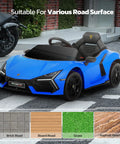 Legit Lamborghini Style Ride On Car For Kids with Remote Control Scissor Doors, Navy Finish, suitable for various road surfaces.