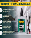 Crystal Clear 3.4 Oz Sewing Machine Oil Set With 1 Inch And 1.5 Inch Precision Applicators And Five Deep Cleaning Brushes For Quiet, Smooth, Gummed Free Operation Of Your Sewing Machine, bottle and brushes