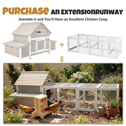 Cozy Predator Proof Chicken Coop For 2 To 4 Chickens With 2 Nesting Boxes Easy Clean Removable Tray Wooden Hen House With Run