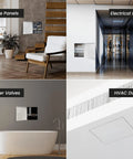 Built Tough 7x7 Galvanized Steel Drywall Access Panel With Fully Removable Door And Paintable White Finish For Plumbing And Utility Covers Quick No Fuss Install in modern interior settings with fuse and electrical access.