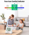 Bluetooth Digital Hygrometer Indoor Thermometer With 260 Ft Range And Comfort Icons No Fuss Dry Comfort Wet For Quick Humidity And Temperature Readouts At Home Or Office on table