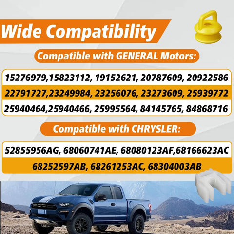 Compatibility chart for 8 Piece Transmission Shifter Linkage Cable Bushing Repair Kit with Chevy truck image.