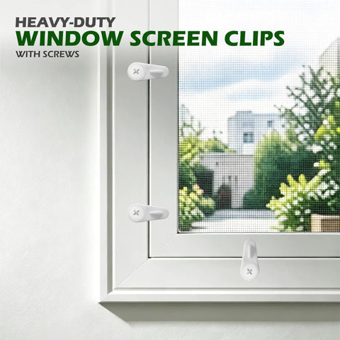 Twenty Four White Nylon Window Screen Clips With Matching Screws Storm Window Retainer Hardware for window frame installation.