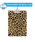 Leopard Print Clipboard For Office And School, Dope Decorative Hardboard Clipboard, A4 Letter Size 12.6 By 8.9 Inches, Cheetah Pattern, Low Profile Metal Clip with retractable hanging loop