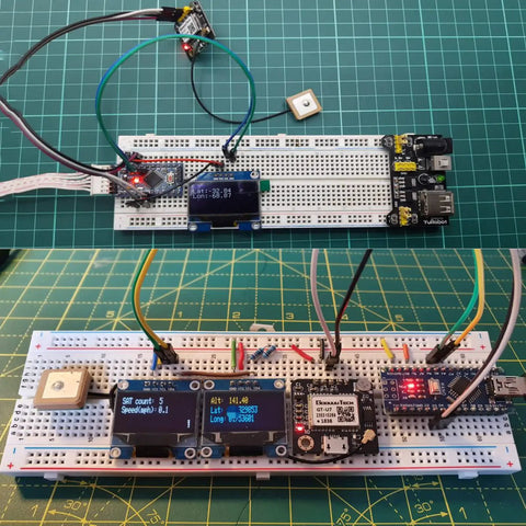 GT U7 GPS Module Kit Two Pack With Active Antenna setup on breadboards for Arduino Raspberry Pi projects