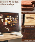 USA Travel Map Puzzle With 50 Removable State Pieces, Double Layer Engraved Wood Wall Art For Home Or Office displayed on desk