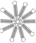 10 Pack Extension Springs Set Stainless Steel Small Tension Springs For Return And Pull Mechanisms Heavy Duty Coil Kit in circular layout
