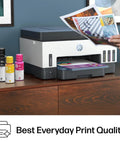 Smart Tank 7602 Wireless All In One Ink Tank Printer With Scanner And Copier, Cartridge Free Refillable, on wooden desk
