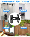 90 Degree Flip Barn Door Lock For Privacy And Security 304 Stainless Steel Gate Latch shown for bathroom, bedroom, windows, barn door use