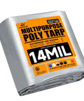 Heavy Duty 30x30 Foot Poly Tarpaulin With Reinforced Edges And Grommets, Ultra Waterproof And UV Resistant Cover packaging