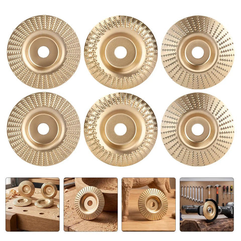 Duper Smooth 6pc Angle Grinder Wood Carving Discs With Vibration Reduction High Elastic Cushion for efficient wood shaping.
