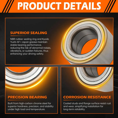 Close-up view of Plug And Play Front Wheel Bearing Hub Assembly For Hyundai Elantra 2007 2018 showcasing sealing and precision design.
