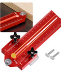 Must-Have Thin Rip Jig For Table Saw And Router Table with red finish, includes sliders, T-bolts, fits 3/4 by 3/8 inch T-slot tracks.