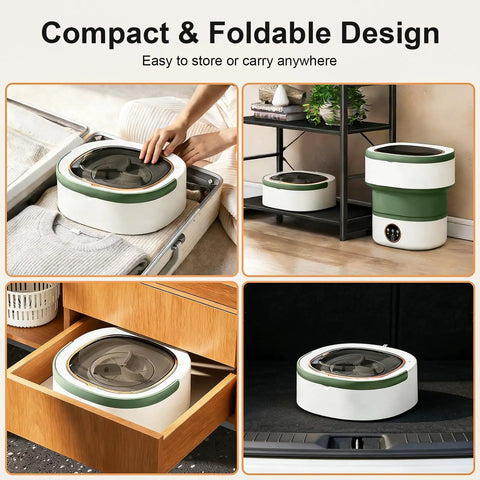 Upgrade Laundry Day To Total No Sweat With This Dope 22L Portable Foldable Washer in use, compact for easy storage.