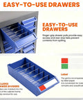 Beefy 75 Drawer Bolt And Nut Organizer With ABS Drawers And Alloy Steel Frame, Laser Welded Heavy Duty Cabinet For Tools And Fasteners, Durable Small Hardware Storage Case, 3.9 Inch Depth, 7.8 Inch Width, drawers with dividers and label slots