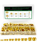 Brass Compression Sleeves Ferrules Fittings 325Pcs Assortment Kit for Air Water Fuel Oil Gas Lines in storage case