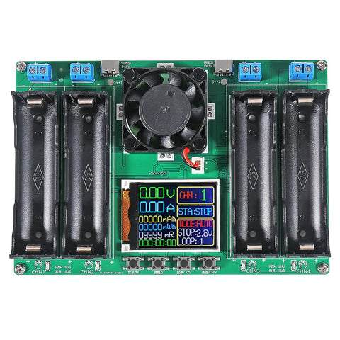 Four Channel 18650 Battery Capacity And Internal Resistance Tester With LCD Display Type-C Port Digital MAh And MWh Power Detector